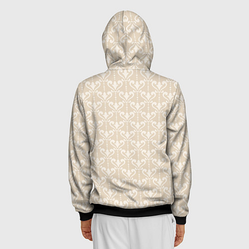 Мужская толстовка на молнии Элегантный бежевый узор с дамасками / 3D-Черный – фото 4