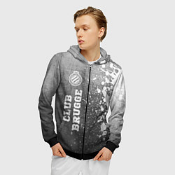 Толстовка 3D на молнии мужская Club Brugge - grey gradient по-вертикали, цвет: 3D-черный — фото 2