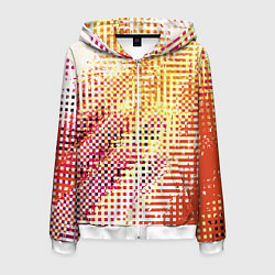 Толстовка 3D на молнии мужская Абстракция жёлтый с оранжевым, цвет: 3D-белый