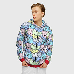 Толстовка 3D на молнии мужская Милые облачка мультяшные, цвет: 3D-красный — фото 2