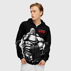 Толстовка 3D на молнии мужская Fitness GYM - jock, цвет: 3D-черный — фото 2