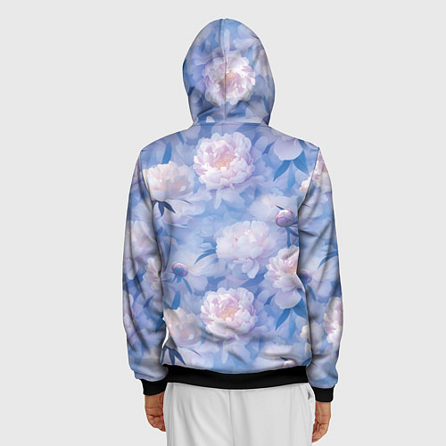 Мужская толстовка на молнии Цветы в туманности / 3D-Черный – фото 4