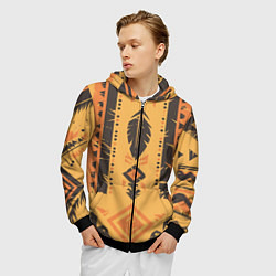 Толстовка 3D на молнии мужская Прикид индейца, цвет: 3D-черный — фото 2
