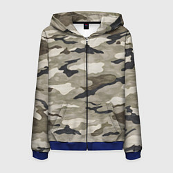 Толстовка 3D на молнии мужская Песочный камуфляж, цвет: 3D-синий