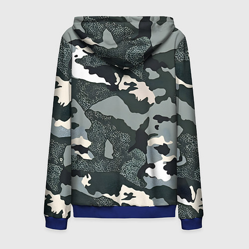 Мужская толстовка на молнии Темно зеленый камуфляж / 3D-Синий – фото 2