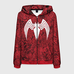 Толстовка 3D на молнии мужская Знак венома на красном, цвет: 3D-красный