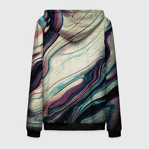 Мужская толстовка на молнии Абстракция тёмные краски с текстурой / 3D-Черный – фото 2
