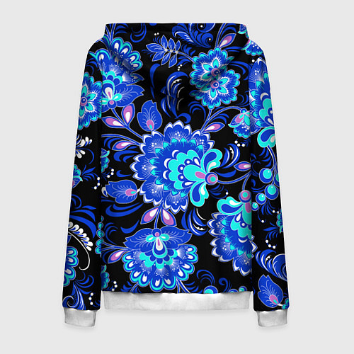 Мужская толстовка на молнии Хохлома негатив / 3D-Белый – фото 2