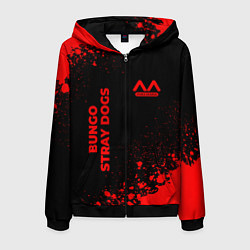 Мужская толстовка на молнии Bungo Stray Dogs - red gradient вертикально