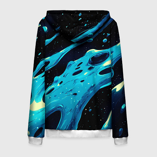 Мужская толстовка на молнии Синие волны краски на черном / 3D-Белый – фото 2