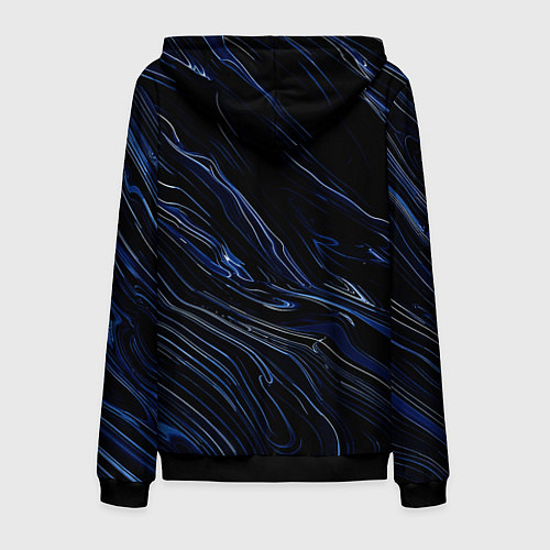 Мужская толстовка на молнии Чёрно-синий абстракция линии / 3D-Черный – фото 2