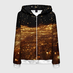 Толстовка 3D на молнии мужская Золотистые крупицы на черном, цвет: 3D-белый