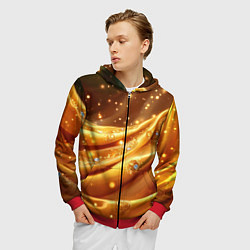 Толстовка 3D на молнии мужская Золотая ткань с блестками, цвет: 3D-красный — фото 2