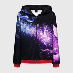 Толстовка 3D на молнии мужская Фиолетово-синяя абстрактная волна, цвет: 3D-красный