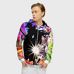 Толстовка 3D на молнии мужская Фанату аниме, цвет: 3D-белый — фото 2