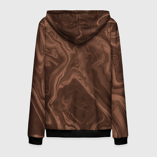 Мужская толстовка на молнии Коричневый абстракция в точку / 3D-Черный – фото 2