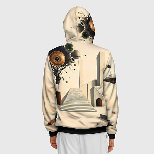 Мужская толстовка на молнии Архитектурный сюр / 3D-Черный – фото 4