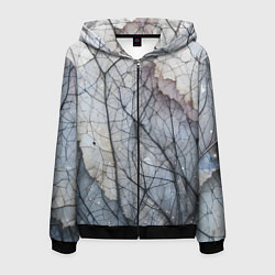 Толстовка 3D на молнии мужская Прожилки листьев, цвет: 3D-черный