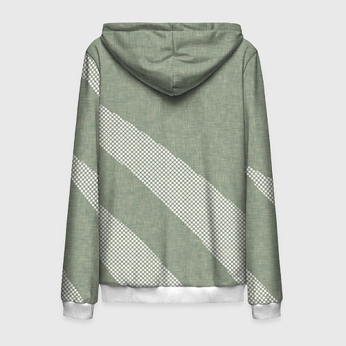 Мужская толстовка на молнии Светлый серо-зелёный абстрактный / 3D-Белый – фото 2