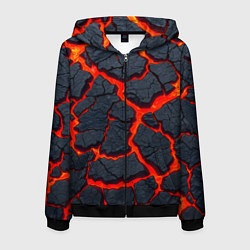 Толстовка 3D на молнии мужская Текущая в породе лава, цвет: 3D-черный