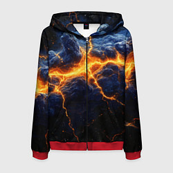 Толстовка 3D на молнии мужская Молнии в разбитом небе, цвет: 3D-красный
