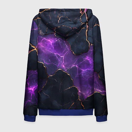 Мужская толстовка на молнии Фиолетовый разлом с молниями / 3D-Синий – фото 2