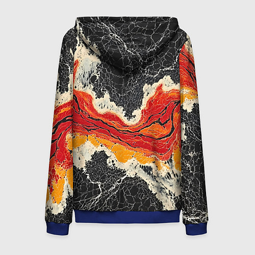 Мужская толстовка на молнии Красно-черная потертая текстура / 3D-Синий – фото 2