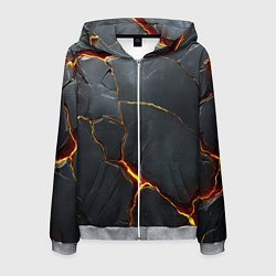 Мужская толстовка на молнии Серая текстура с золотым изломом