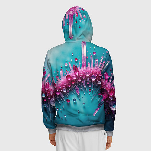 Мужская толстовка на молнии Розовые кристаллы / 3D-Меланж – фото 4