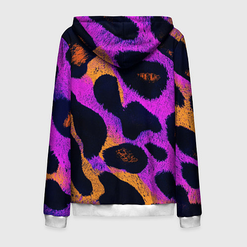 Мужская толстовка на молнии Неоновый леопардовый узор / 3D-Белый – фото 2