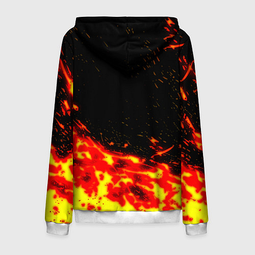 Мужская толстовка на молнии Doom огненное лого / 3D-Белый – фото 2