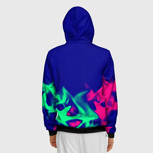 Мужская толстовка на молнии Nirvana fire neon / 3D-Черный – фото 4