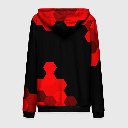 Мужская толстовка на молнии Tesla - red gradient вертикально / 3D-Черный – фото 2