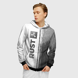 Толстовка 3D на молнии мужская Rust - white gradient по-вертикали, цвет: 3D-черный — фото 2