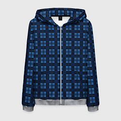 Толстовка 3D на молнии мужская Синий простой клетчатый, цвет: 3D-меланж