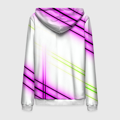 Мужская толстовка на молнии Green white pink line / 3D-Белый – фото 2