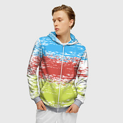 Толстовка 3D на молнии мужская Взмах кистью, цвет: 3D-меланж — фото 2