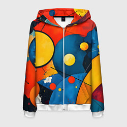 Толстовка 3D на молнии мужская Динамичный красочный паттерн, цвет: 3D-белый