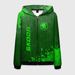 Мужская толстовка на молнии Skoda - green gradient вертикально