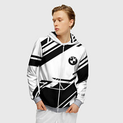 Толстовка 3D на молнии мужская BMW geometry black, цвет: 3D-меланж — фото 2