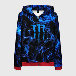 Толстовка 3D на молнии мужская Monster energy искры дымы, цвет: 3D-красный