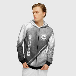 Толстовка 3D на молнии мужская Brighton - grey gradient вертикально, цвет: 3D-черный — фото 2