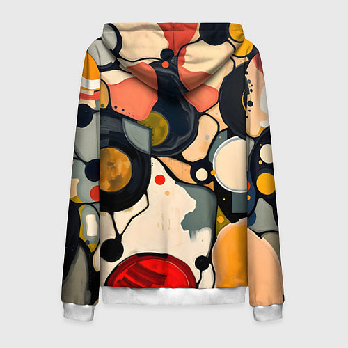 Мужская толстовка на молнии Абстракция с кругами и краской / 3D-Белый – фото 2