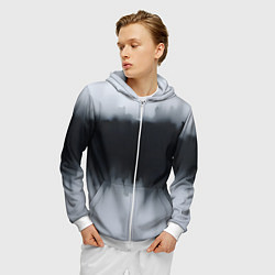 Толстовка 3D на молнии мужская Разводы черной краски, цвет: 3D-белый — фото 2