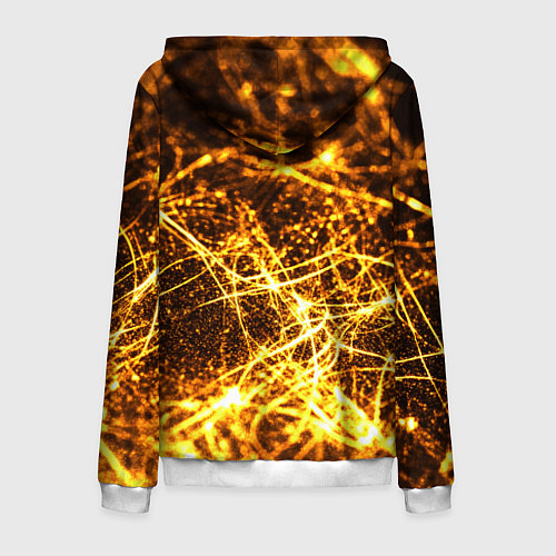 Мужская толстовка на молнии Текстура золотые нити / 3D-Белый – фото 2