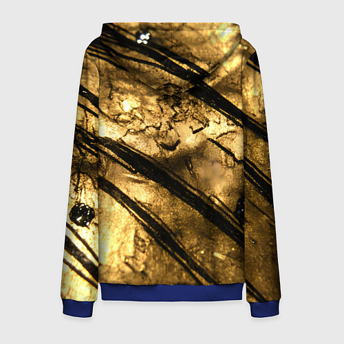 Мужская толстовка на молнии Золото с черной текстурой / 3D-Синий – фото 2