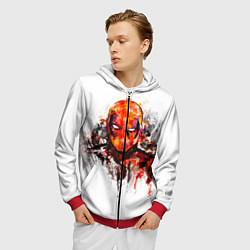 Толстовка 3D на молнии мужская Дэдпул краски, цвет: 3D-красный — фото 2