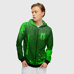Толстовка 3D на молнии мужская Hunter x Hunter - green gradient вертикально, цвет: 3D-черный — фото 2