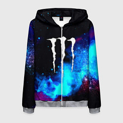 Толстовка 3D на молнии мужская Monster energy космос, цвет: 3D-меланж