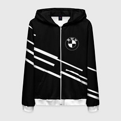 Толстовка 3D на молнии мужская BMW geometry line, цвет: 3D-белый
